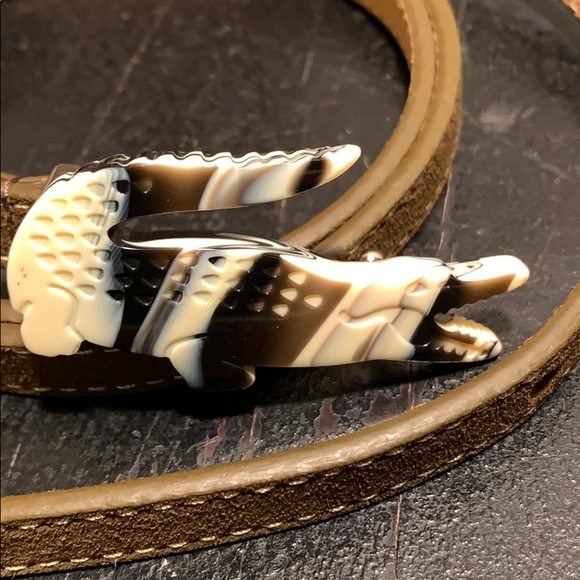 NWOT Lacoste leather belt w/crocodile logo buckle main image 10